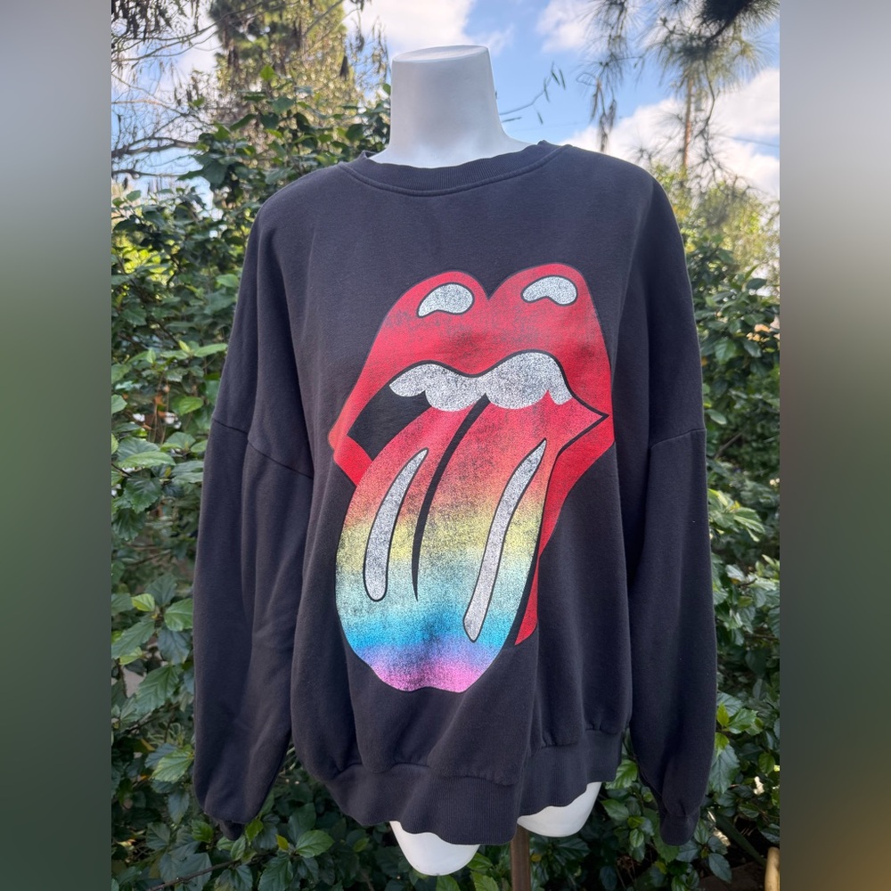 H&M Black Sweatshirt with Rolling Stones Graphic